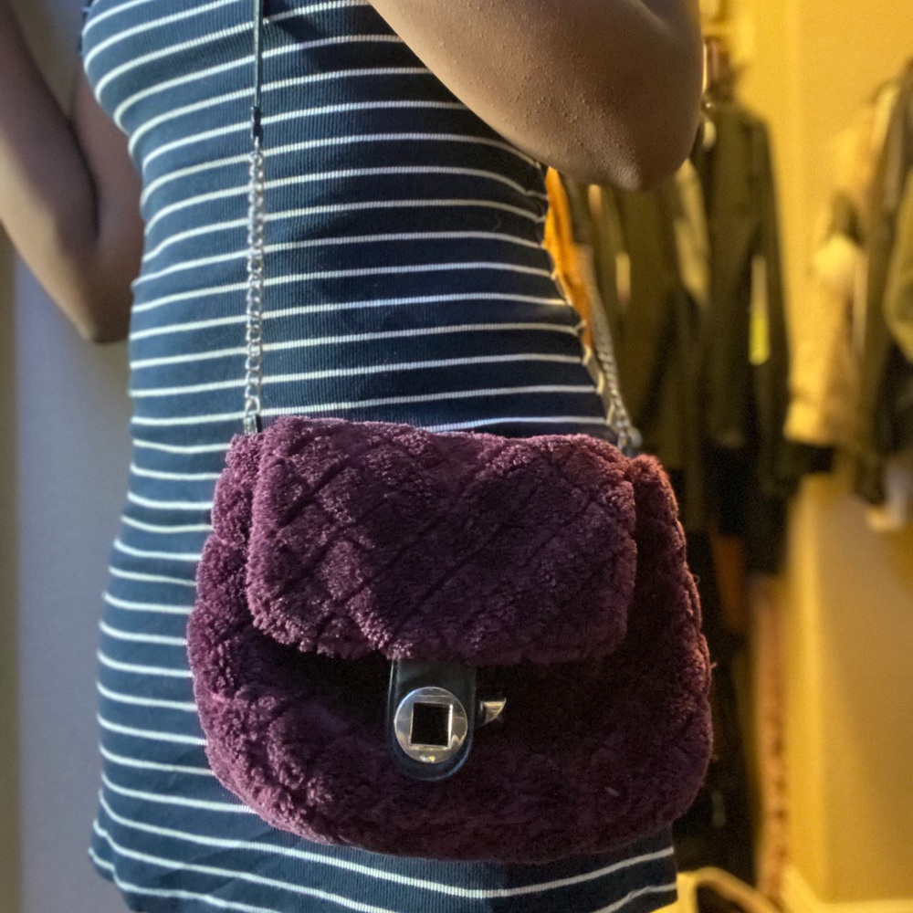 Purple fur purse